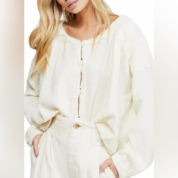 Free People Tops - We the Free People Ivory Gauze Button Down Shirt